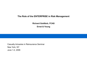 The Role of the ENTERPRISE in Risk Management Richard Goldfarb, FCAS