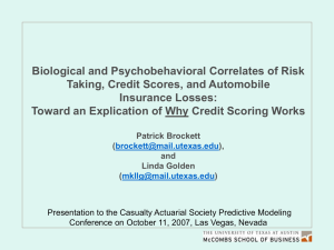 Biological and Psychobehavioral Correlates of Risk Taking, Credit Scores, and Automobile
