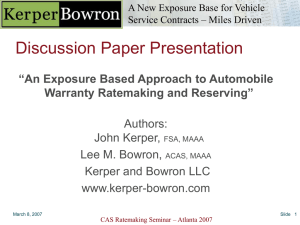Discussion Paper Presentation “An Exposure Based Approach to Automobile Authors: