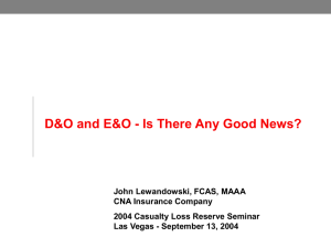 D&amp;O and E&amp;O - Is There Any Good News?