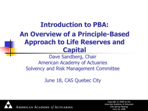Introduction to PBA: An Overview of a Principle-Based Capital