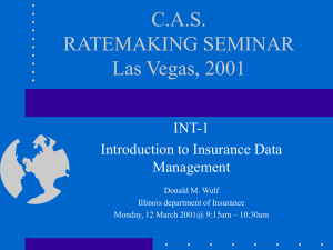 C.A.S. RATEMAKING SEMINAR Las Vegas, 2001 INT-1