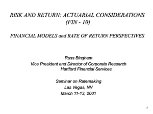 RISK AND RETURN: ACTUARIAL CONSIDERATIONS (FIN - 10)