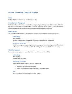 Content Formatting Template: Subpage  Title Introductory Paragraph