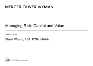 Managing Risk, Capital and Value Stuart Wason, FSA, FCIA, MAAA