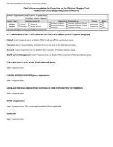 Chair’s Recommendation for Promotion on the Clinician-Educator Track  Career Track