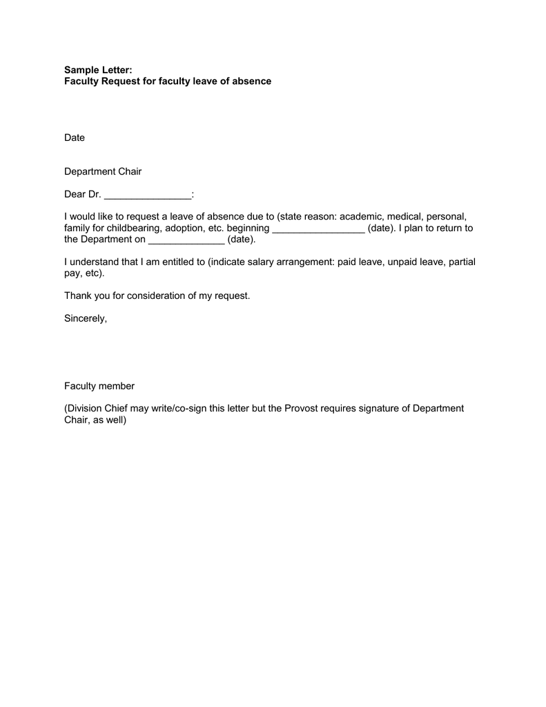 Medical Leave Request Letter Sample