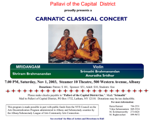 CARNATIC CLASSICAL CONCERT Pallavi of the Capital  District MRIDANGAM