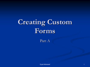 Creating Custom Forms Part A 1