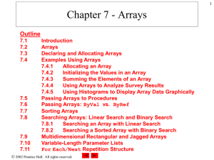 Chapter 7 - Arrays Outline