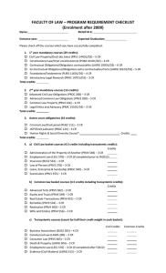 FACULTY OF LAW – PROGRAM REQUIREMENT CHECKLIST (Enrolment after 2009)