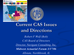 Current CAS Issues and Directions Robert F Wolf (Bob) CAS Board of Directors