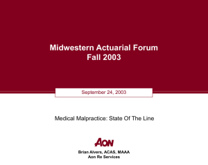 Midwestern Actuarial Forum Fall 2003 Medical Malpractice: State Of The Line