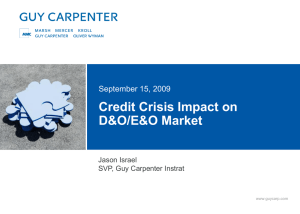 Credit Crisis Impact on D&amp;O/E&amp;O Market September 15, 2009 Jason Israel