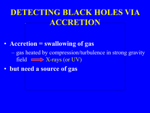 DETECTING BLACK HOLES VIA ACCRETION Accretion = swallowing of gas