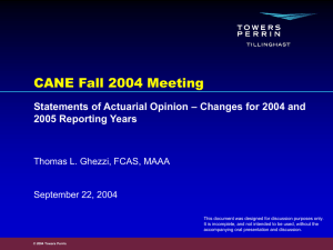 CANE Fall 2004 Meeting – Changes for 2004 and 2005 Reporting Years