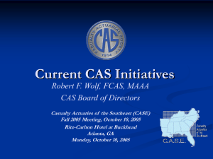 Current CAS Initiatives Robert F. Wolf, FCAS, MAAA CAS Board of Directors