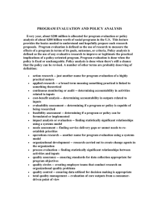 PROGRAM EVALUATION AND POLICY ANALYSIS