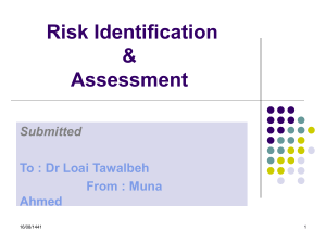Risk Identification &amp; Assessment Submitted
