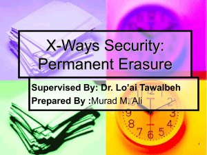 X-Ways Security: Permanent Erasure Supervised By: Dr. Lo’ai Tawalbeh Prepared By :