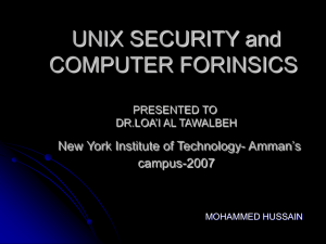 UNIX SECURITY and COMPUTER FORINSICS ’s New York Institute of Technology- Amman
