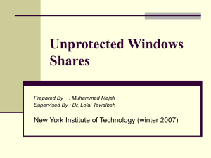 Unprotected Windows Shares New York Institute of Technology (winter 2007)