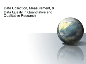 Data Collection, Measurement, &amp; Data Quality in Quantitative and Qualitative Research 1