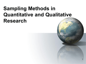 Sampling Methods in Quantitative and Qualitative Research 1