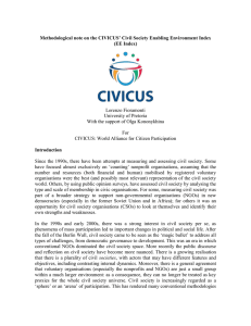 Methodological note on the CIVICUS’ Civil Society Enabling Environment Index