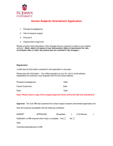 Human Subjects Amendment Application