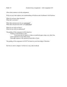 Math 137  Fraction Essay Assignment – with Assignment #25