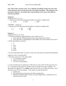 Math 13800 Exam 2 Review Spring 2009