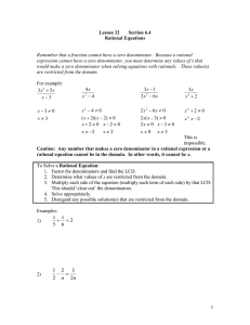 Lesson 32 Section 6.4 Rational Equations