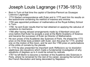 Joseph Louis Lagrange (1736-1813)
