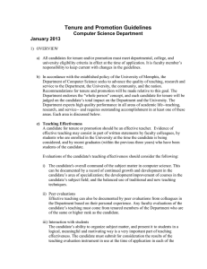 Tenure and Promotion Guidelines Computer Science Department January 2013