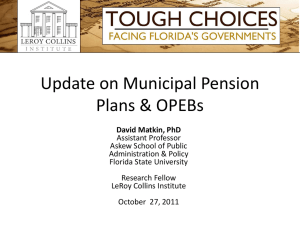 Update on Municipal Pension Plans &amp; OPEBs