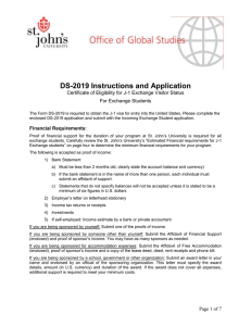 DS-2019 Instructions and Application  For Exchange Students