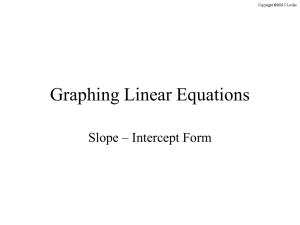 Graphing Linear Equations Slope – Intercept Form