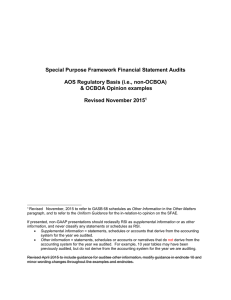 Special Purpose Framework Financial Statement Audits AOS Regulatory Basis (i.e., non-OCBOA)