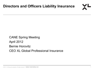 Directors and Officers Liability Insurance CANE Spring Meeting April 2012 Bernie Horovitz