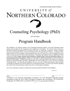 Counseling Psychology (PhD) Program Handbook  APA-accredited