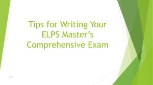 Tips for Writing Your ELPS Master’s Comprehensive Exam 2016
