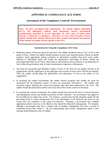 APPENDIX D: COMPLIANCE ACE FORM Assessment of the Compliance Controls’ Environment