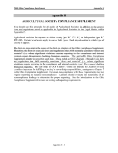 Appendix H AGRICULTURAL SOCIETY COMPLIANCE SUPPLEMENT