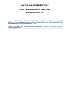 WATER AND SEWER DISTRICT  Small Government AOS Basis Shell Updated November 2015