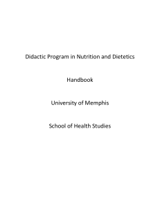 Didactic Program in Nutrition and Dietetics Handbook University of Memphis