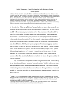 Stable Models and Causal Explanation in Evolutionary Biology Bruce Glymour