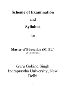 Scheme of Examination Syllabus and for