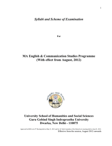 Syllabi and Scheme of Examination MA English &amp; Communication Studies Programme
