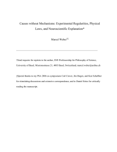 Causes without Mechanisms: Experimental Regularities, Physical Laws, and Neuroscientific Explanation* Marcel Weber